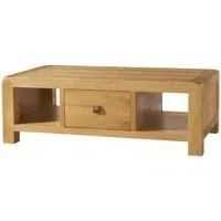 Curve Oak 1 Drawer Coffee Table - Wax