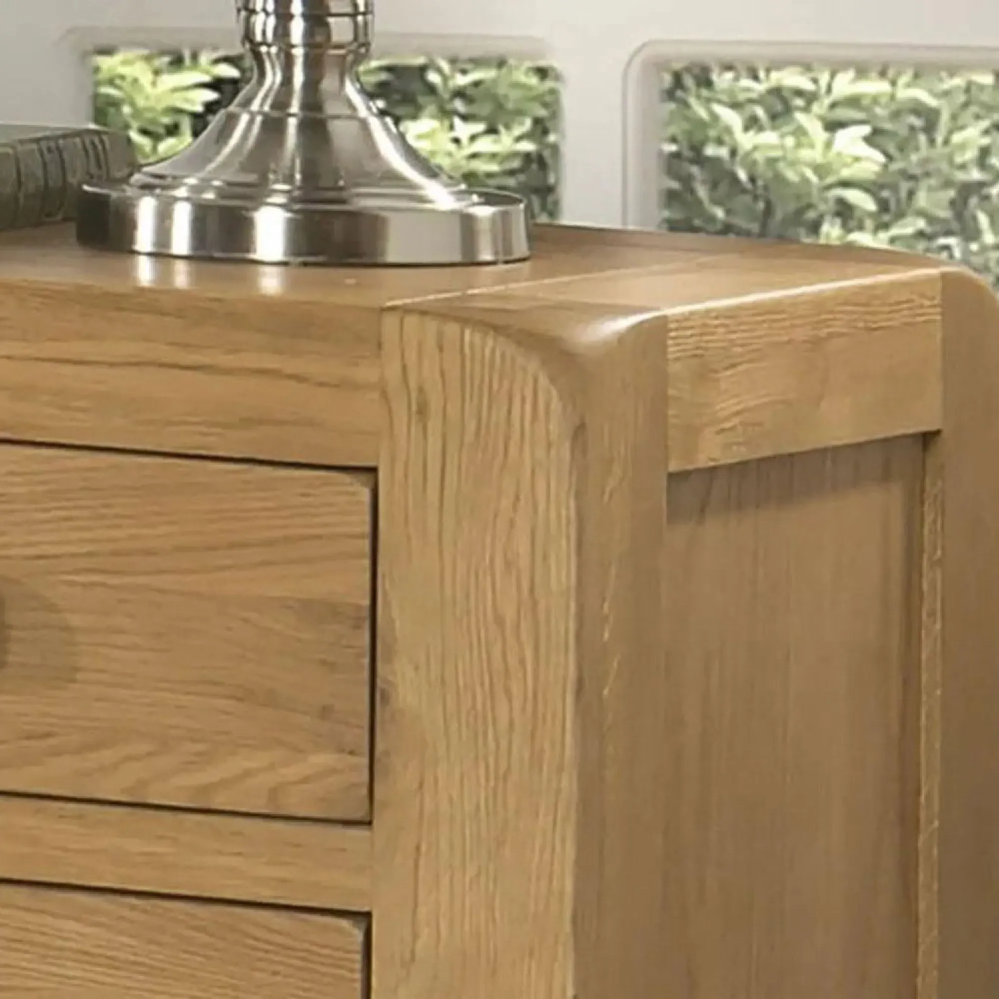 Curve Oak 3 Drawer Bedside Cabinet - Wax