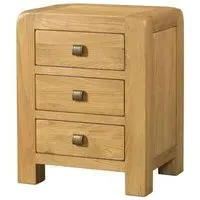 Curve Oak 3 Drawer Bedside Cabinet - Wax