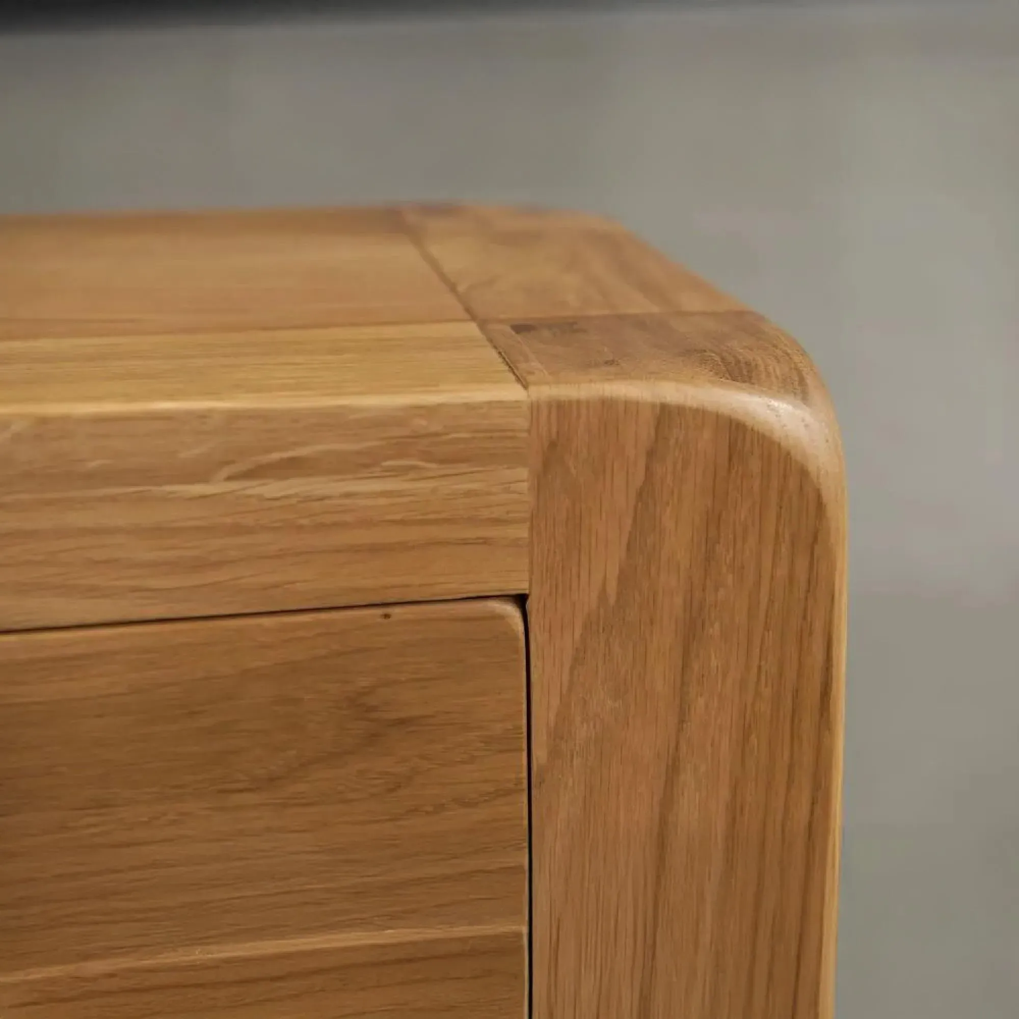 Curve Oak 3 Drawer Compact Bedside Cabinet - Wax