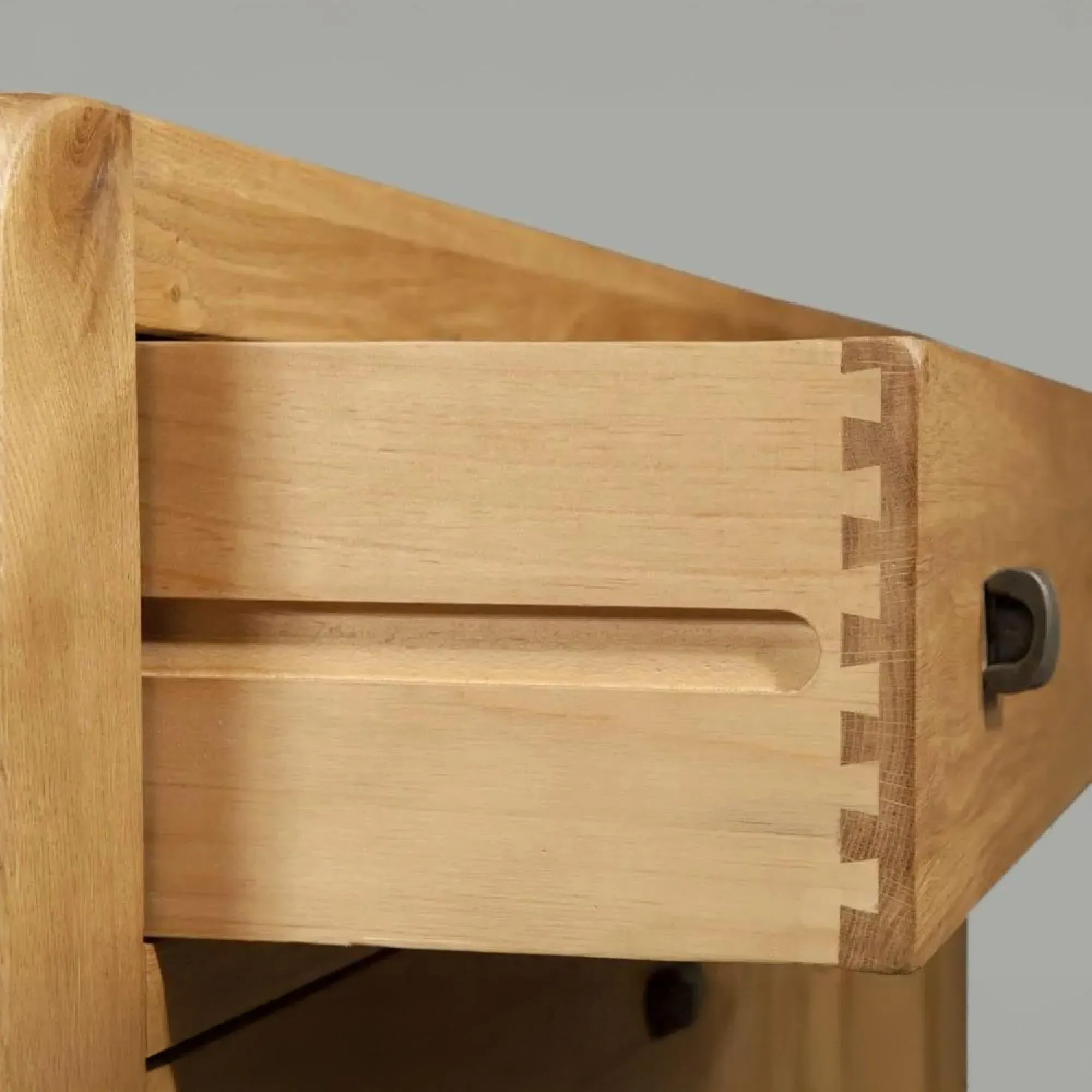 Curve Oak 3 Drawer Compact Bedside Cabinet - Wax