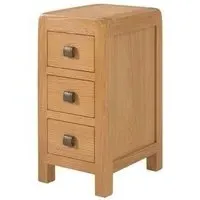 Curve Oak 3 Drawer Compact Bedside Cabinet - Wax