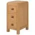 Curve Oak 3 Drawer Compact Bedside Cabinet - Wax