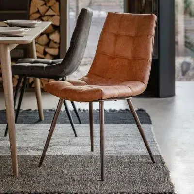 Darwin Dining Chair Set of 6 - Brown, Leather image