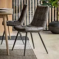 Darwin Set of 2 Dining Chairs - Grey, Leather