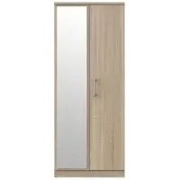 Devon 2 Door Tall Wardrobe with Mirror - Bardolino, Oak Effect