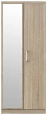 Devon 2 Door Tall Wardrobe with Mirror - Bardolino, Oak Effect image