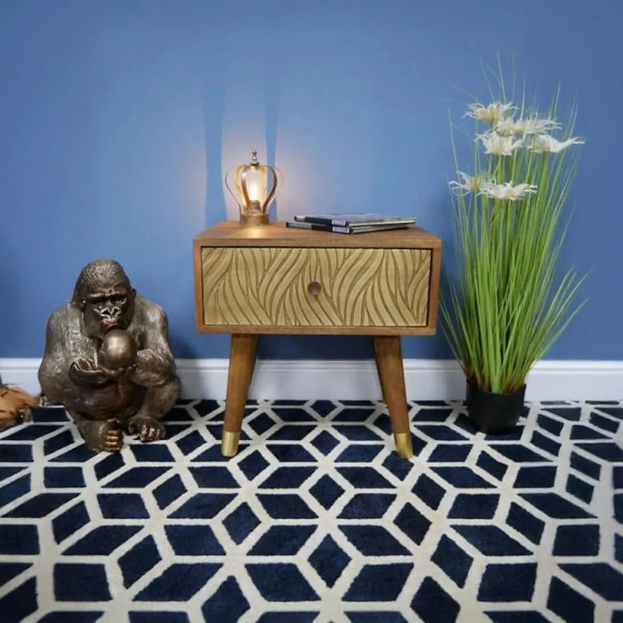 Dutch Bedside Cabinet - Brown, Mango Wood