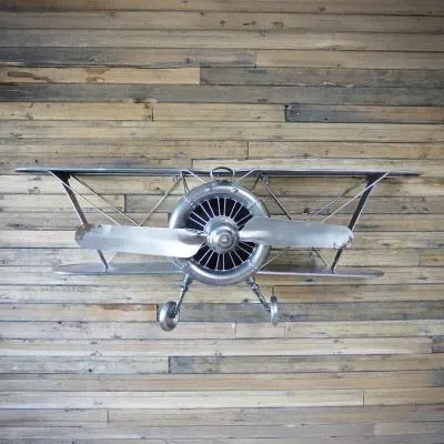 Dutch Grey Aeroplane Wall Decoration - Silver image