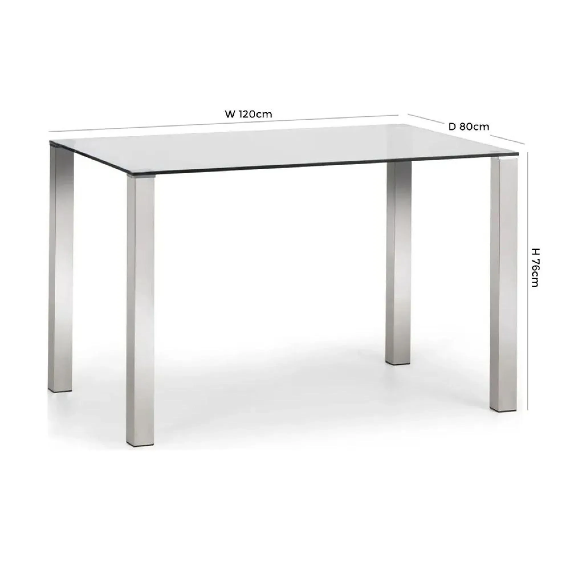 Enzo Glass 4-Seater Dining Table - Chrome