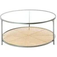 FSS15706 Round Coffee Table - Grey, Faux Rattan
