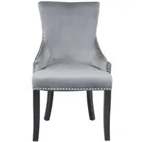 Geismar Dining Chair with Ring Knockerback - Grey, Velvet