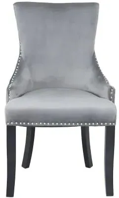 Geismar Dining Chair with Ring Knockerback - Grey, Velvet