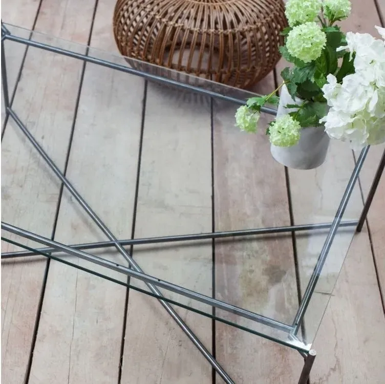 Gillmore Space Stockwell Rectangular Coffee Table - Clear Glass, Gun Metal