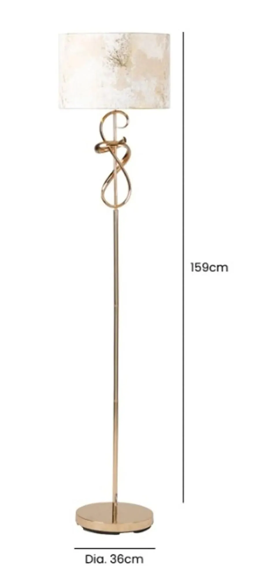 Gold Swirl Floor Lamp - Ivory, Linen