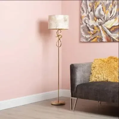 Gold Swirl Floor Lamp - Ivory, Linen