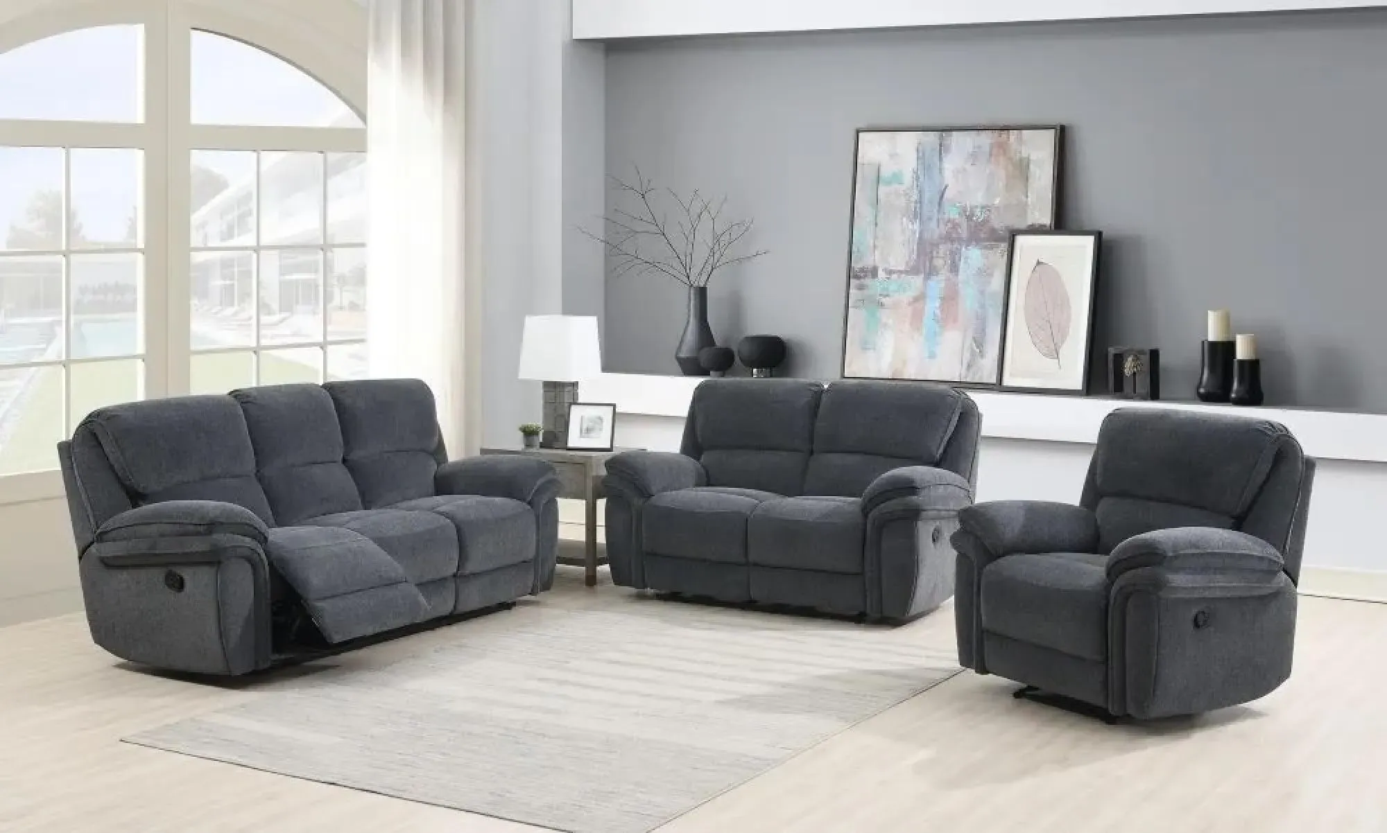 Henrietta Recliner Armchair - Dark Grey, Fabric