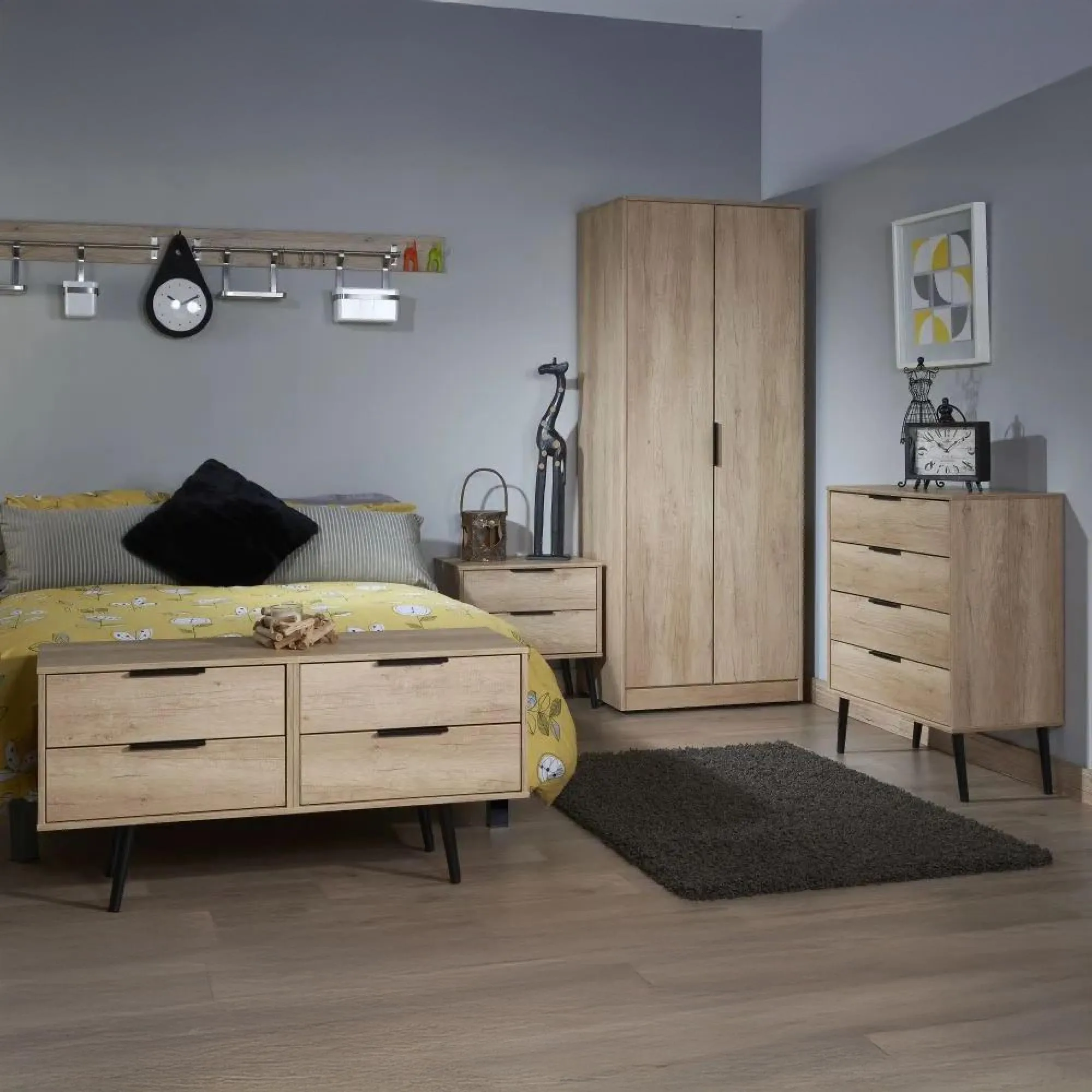 Hong Kong 2 Door Tall Wardrobe - Nebraska Oak