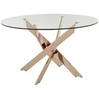 Kelley Round Dining Table - Rose Gold, Glass