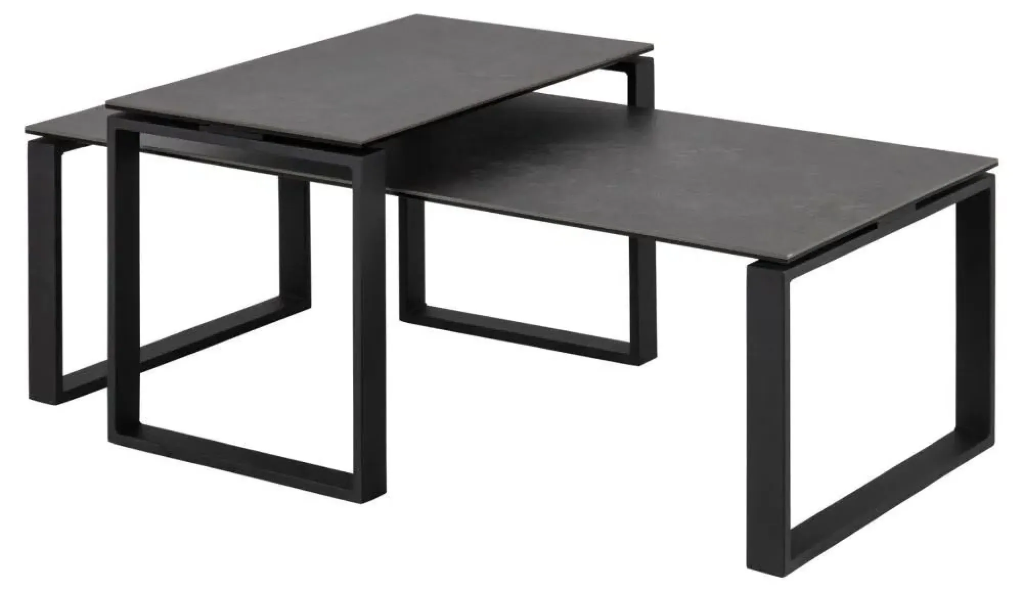 Kiefer Set of 2 Coffee Tables - Black, Ceramic
