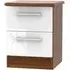 Knightsbridge 2 Drawer Bedside Cabinet - White, Noche Walnut