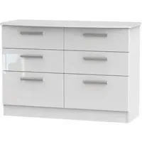 Knightsbridge 6 Drawer Midi Chest - White, High Gloss