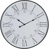 Large Embossed Station Round Clock - White