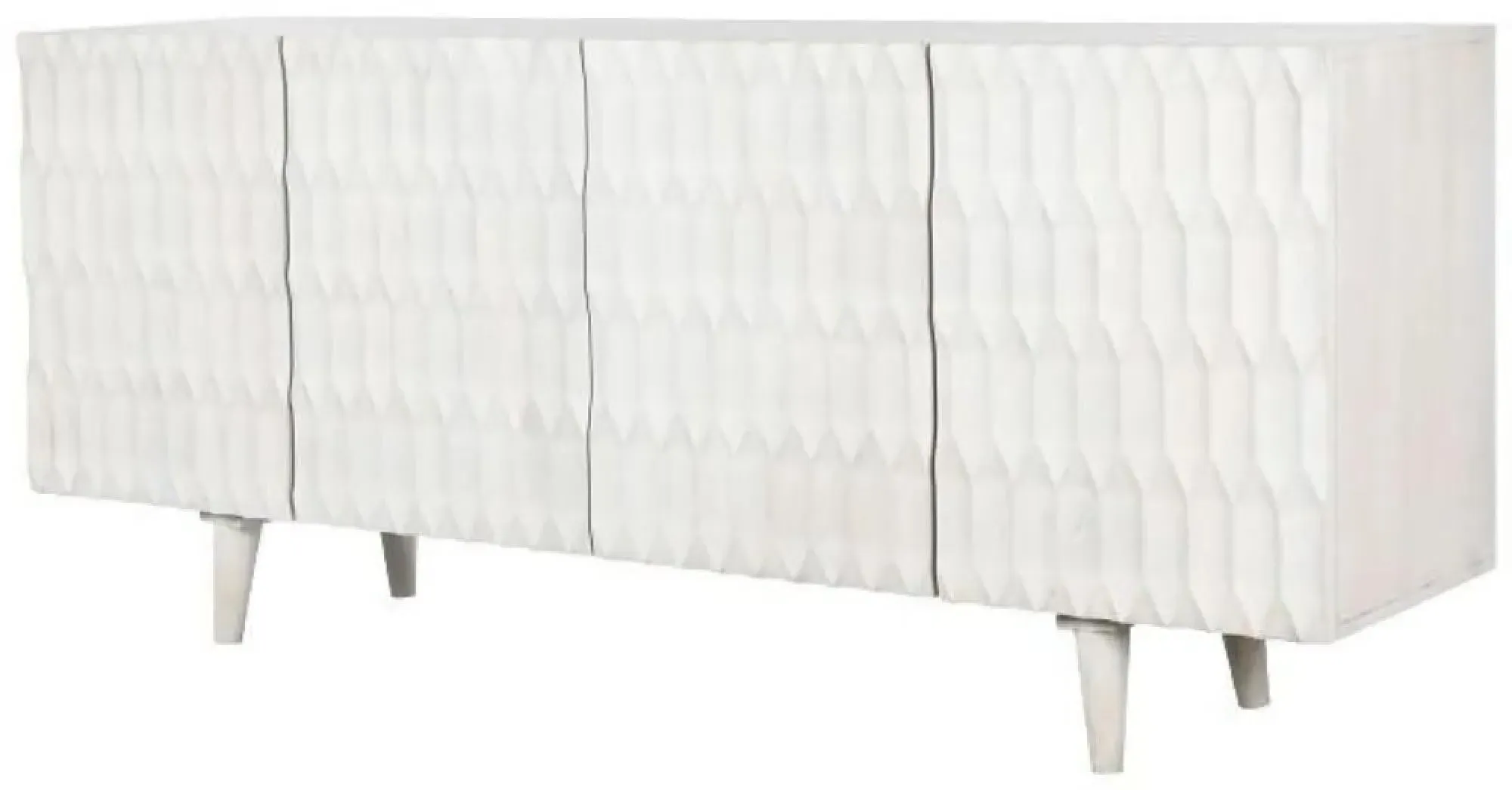 Large Sideboard 4 Doors - White, Mango Wood