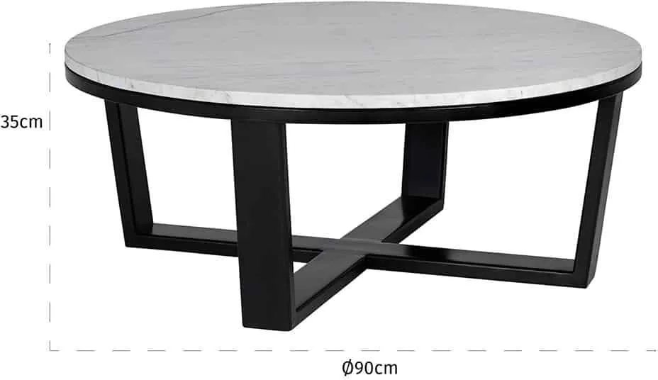 Lexington Round Coffee Table - White, Carrara Marble