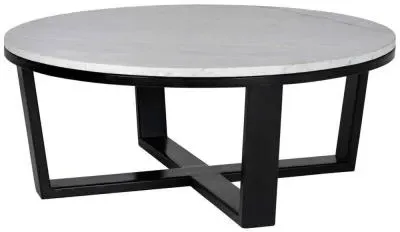 Lexington Round Coffee Table - White, Carrara Marble image