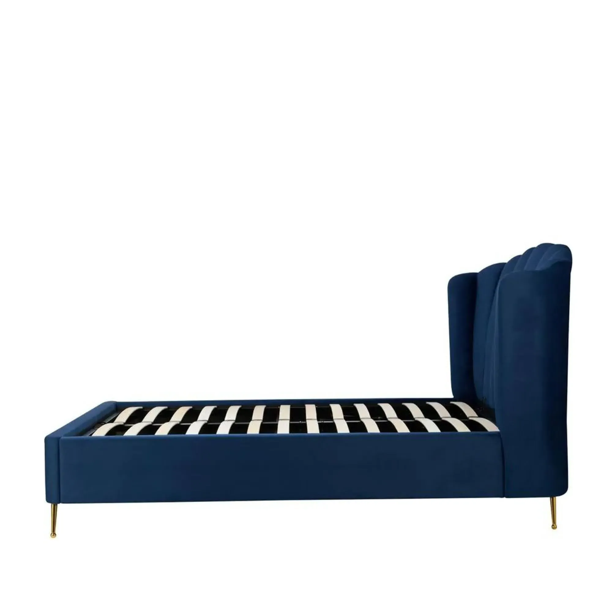 Lottie King Size Ottoman Bed with Storage - Blue, Fabric