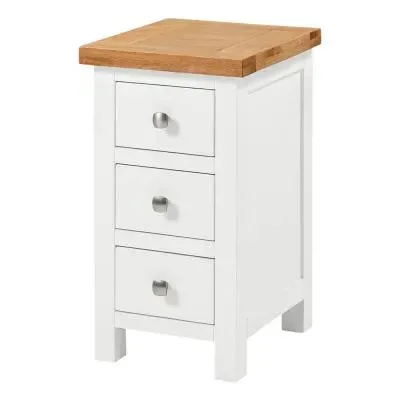 Lundy 3 Drawer Compact Bedside Cabinet - White