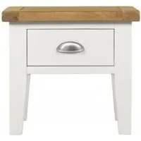 Lundy Lamp Table with Storage Drawer - White, Oak