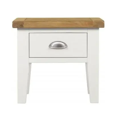 Lundy Lamp Table with Storage Drawer - White, Oak image
