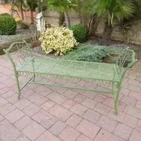 Metal Garden Bench - Antique Green