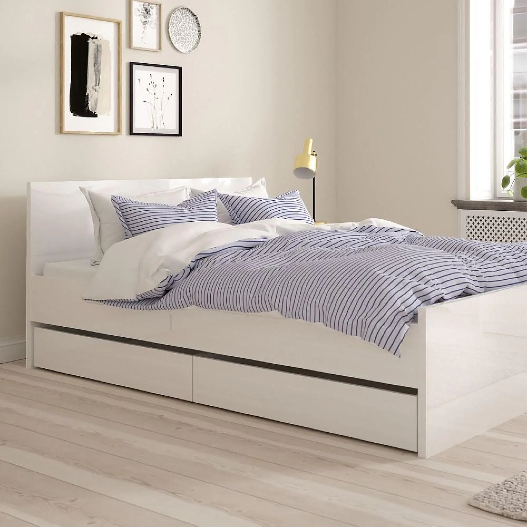 Naia Set of 2 Underbed Drawers - White, High Gloss