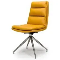 Nobo Swivel Dining Chair Set of 2 - Yellow, Faux Leather