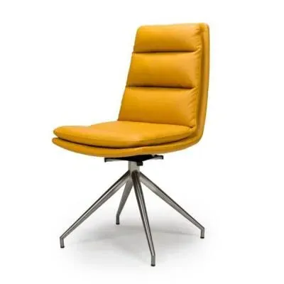 Nobo Swivel Dining Chair Set of 2 - Yellow, Faux Leather image