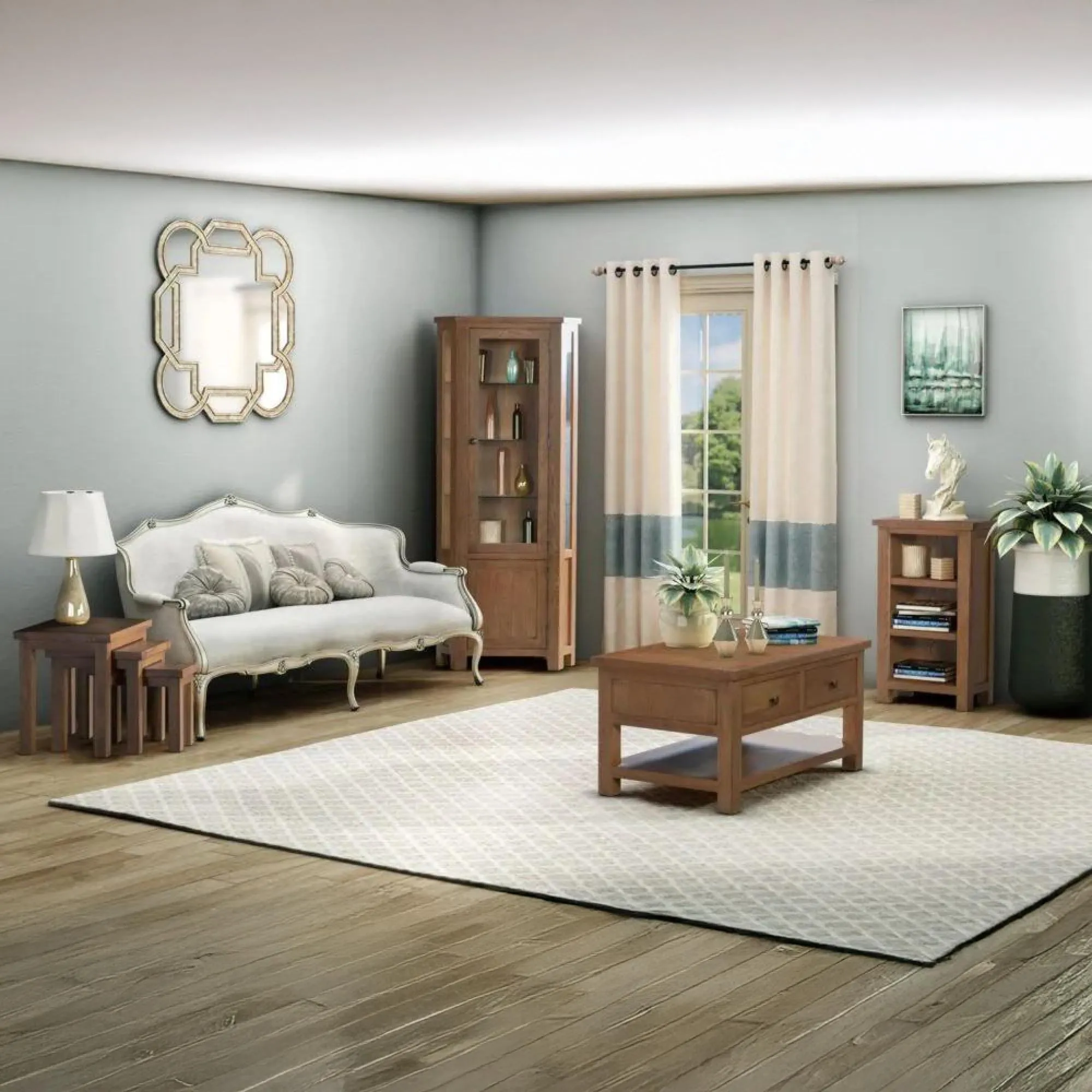 Original Rustic Oak Lamp Table - Oak