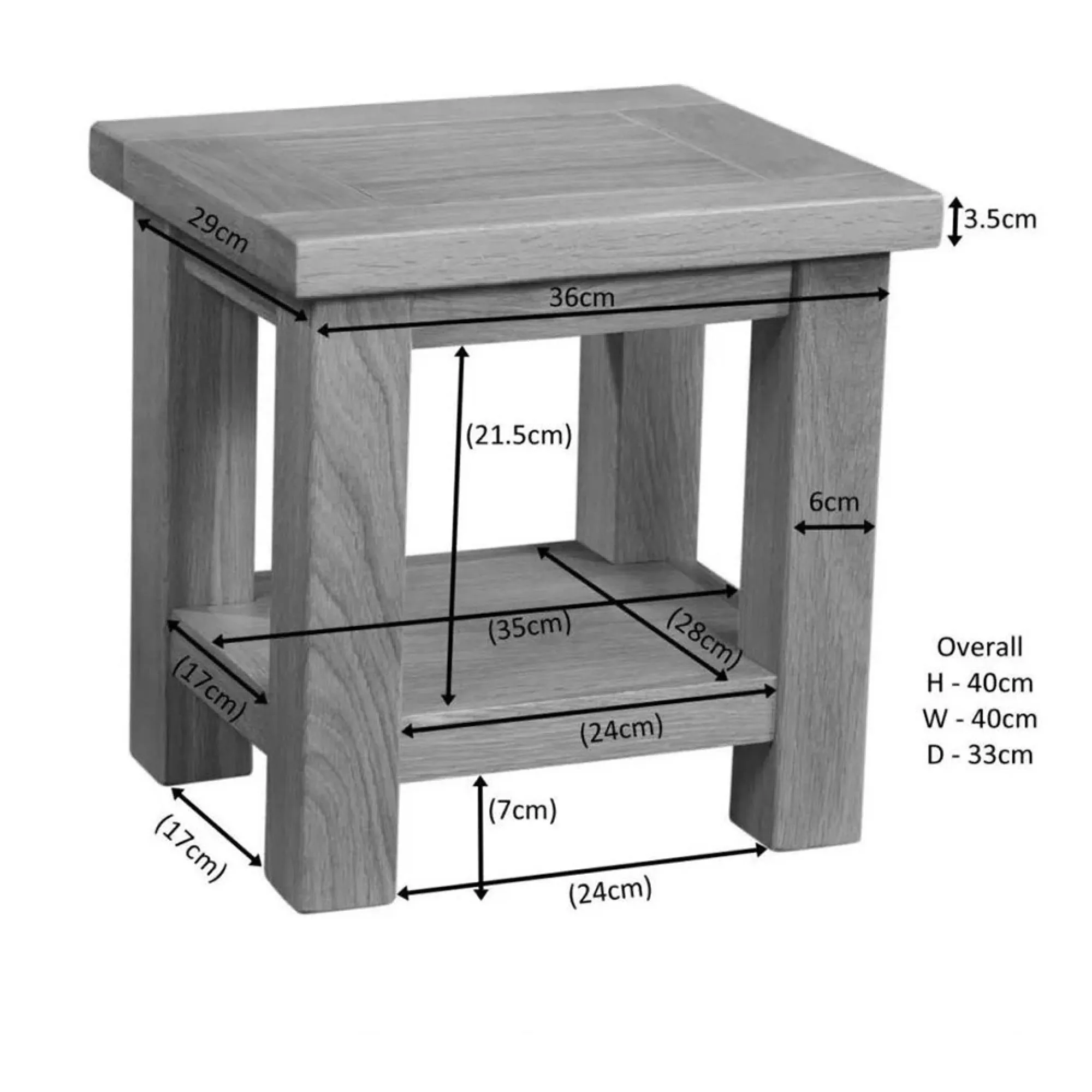 Original Rustic Oak Lamp Table - Oak