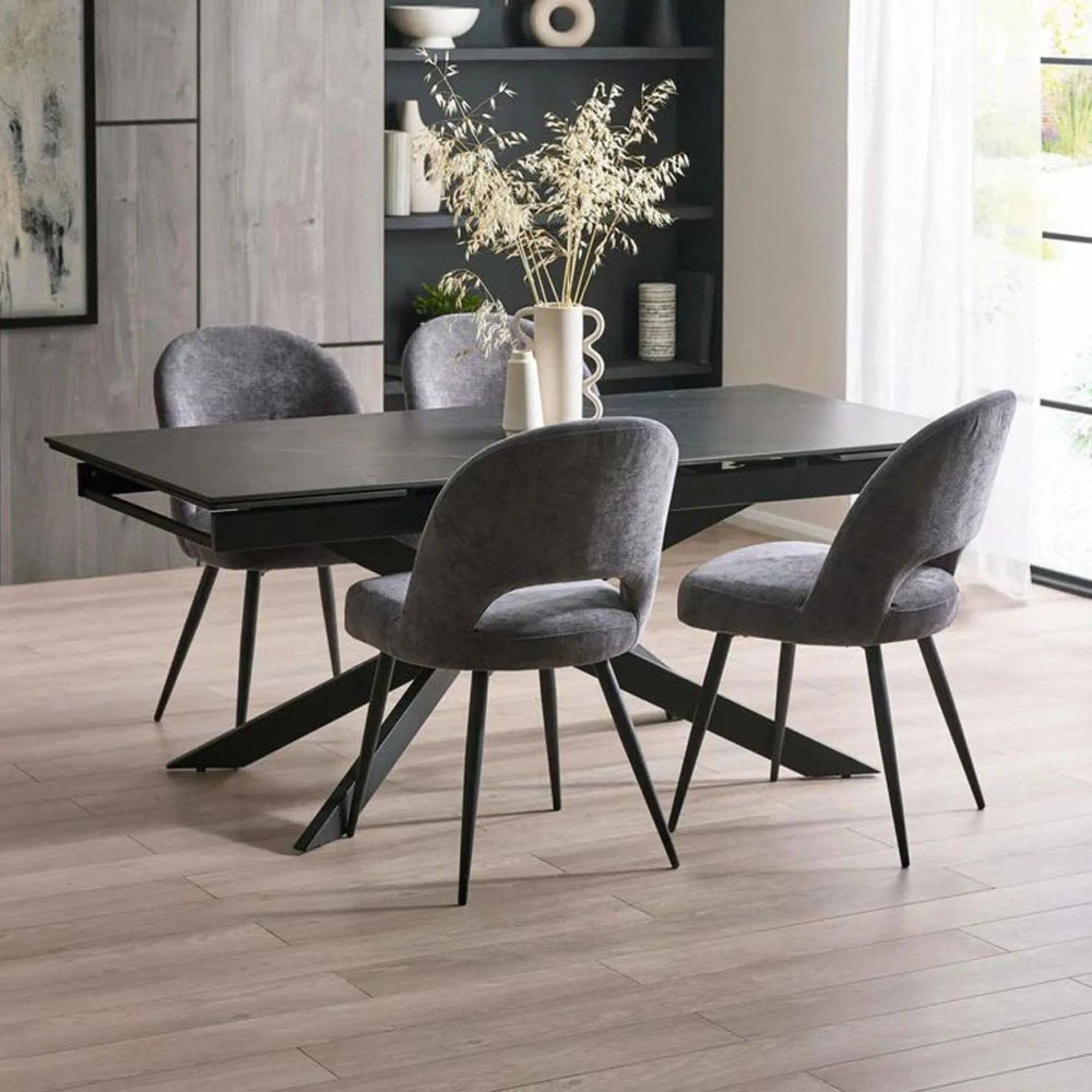 Osaka Extendable Dining Table - Black, Ceramic