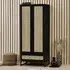 Padstow 2 Door 1 Drawer Double Wardrobe - Black, Rattan
