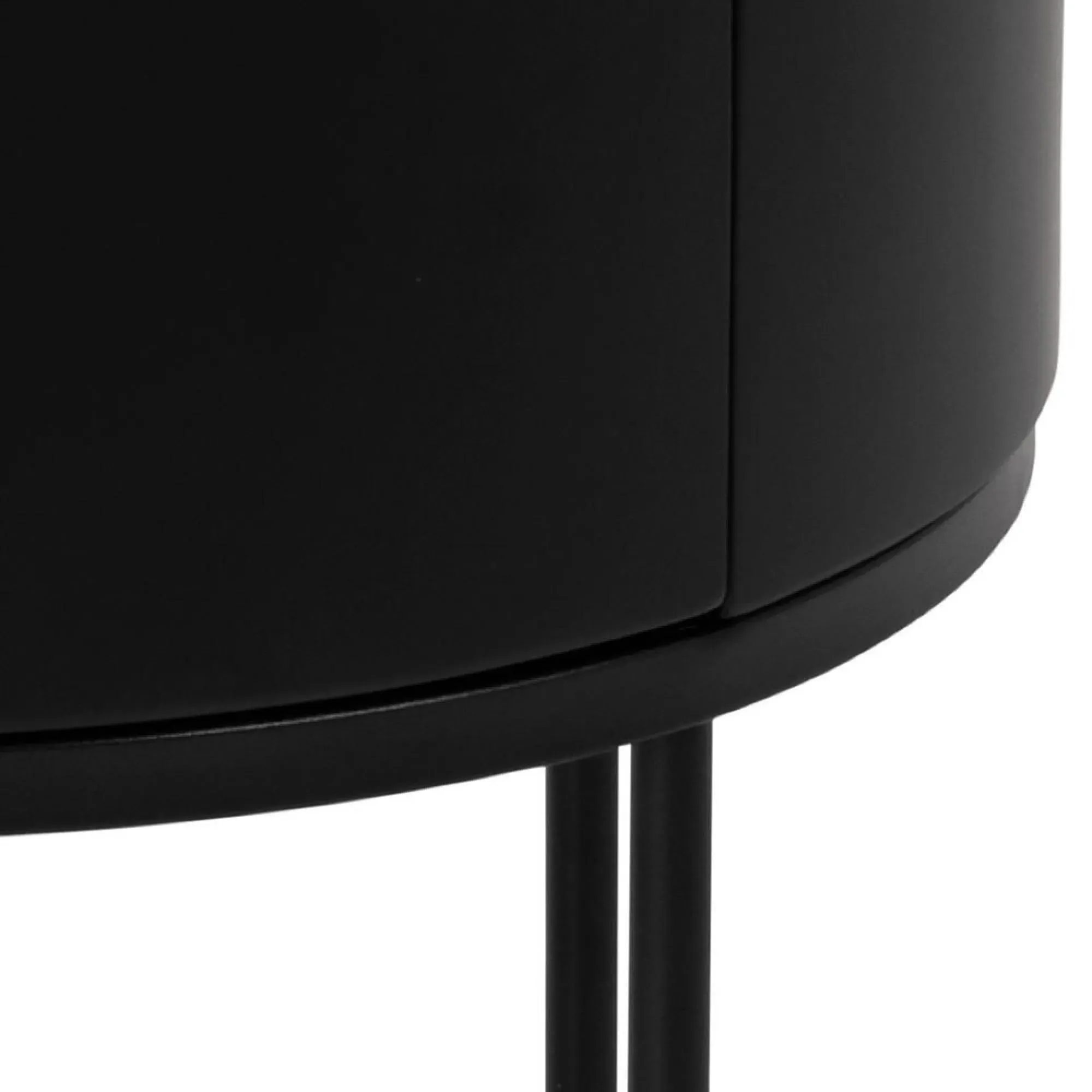 Polo Round 1 Drawer Bedside Table - Black
