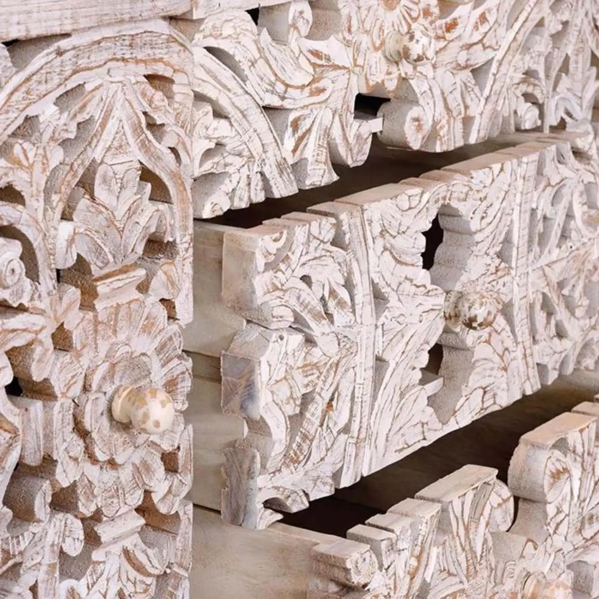 Quintana 2 Door Large Sideboard - White Washed, Mango Wood