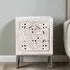 Quintana Carved 1 Door Bedside Cabinet - White Washed, Mango Wood