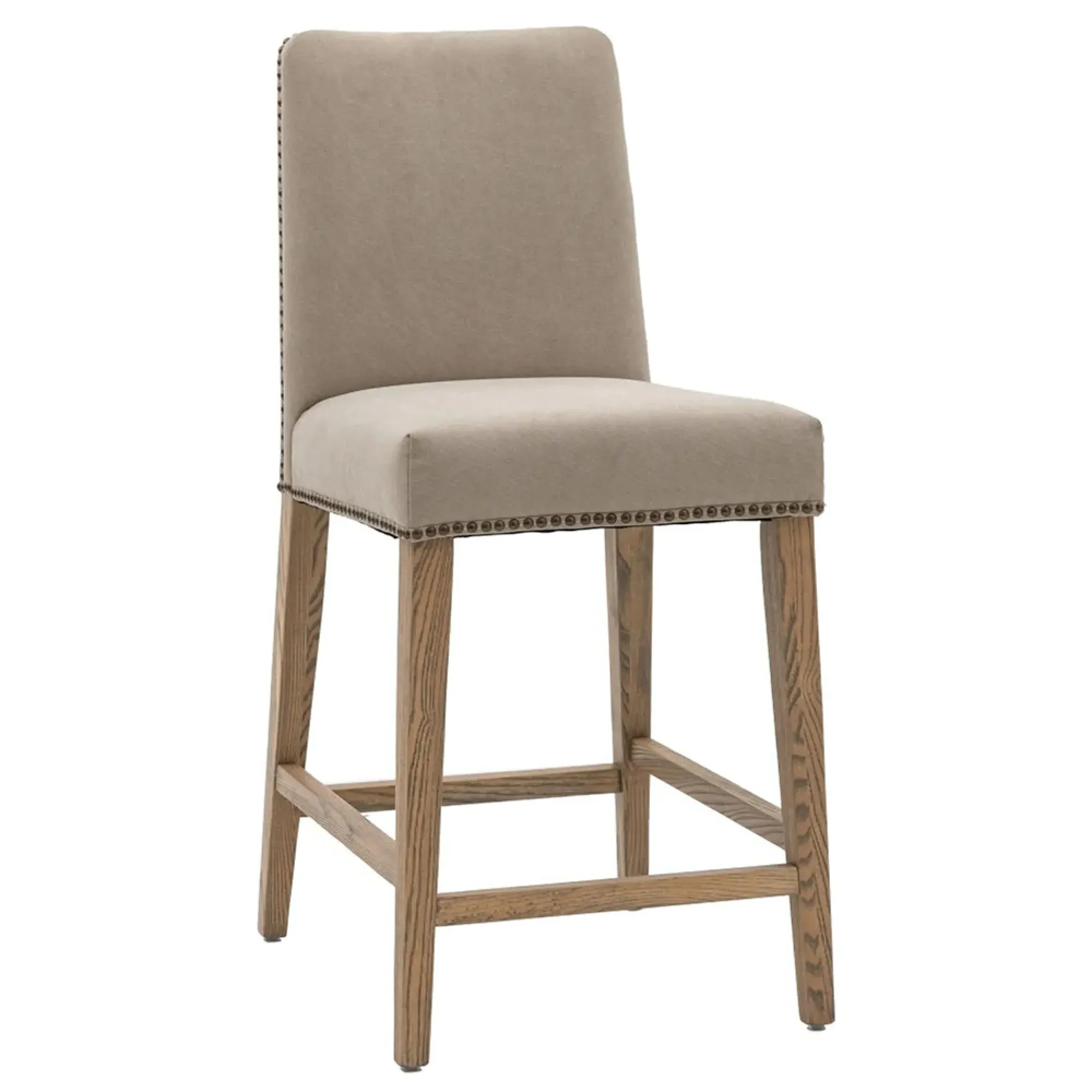 Rex Barstool with Back - Grey, Fabric