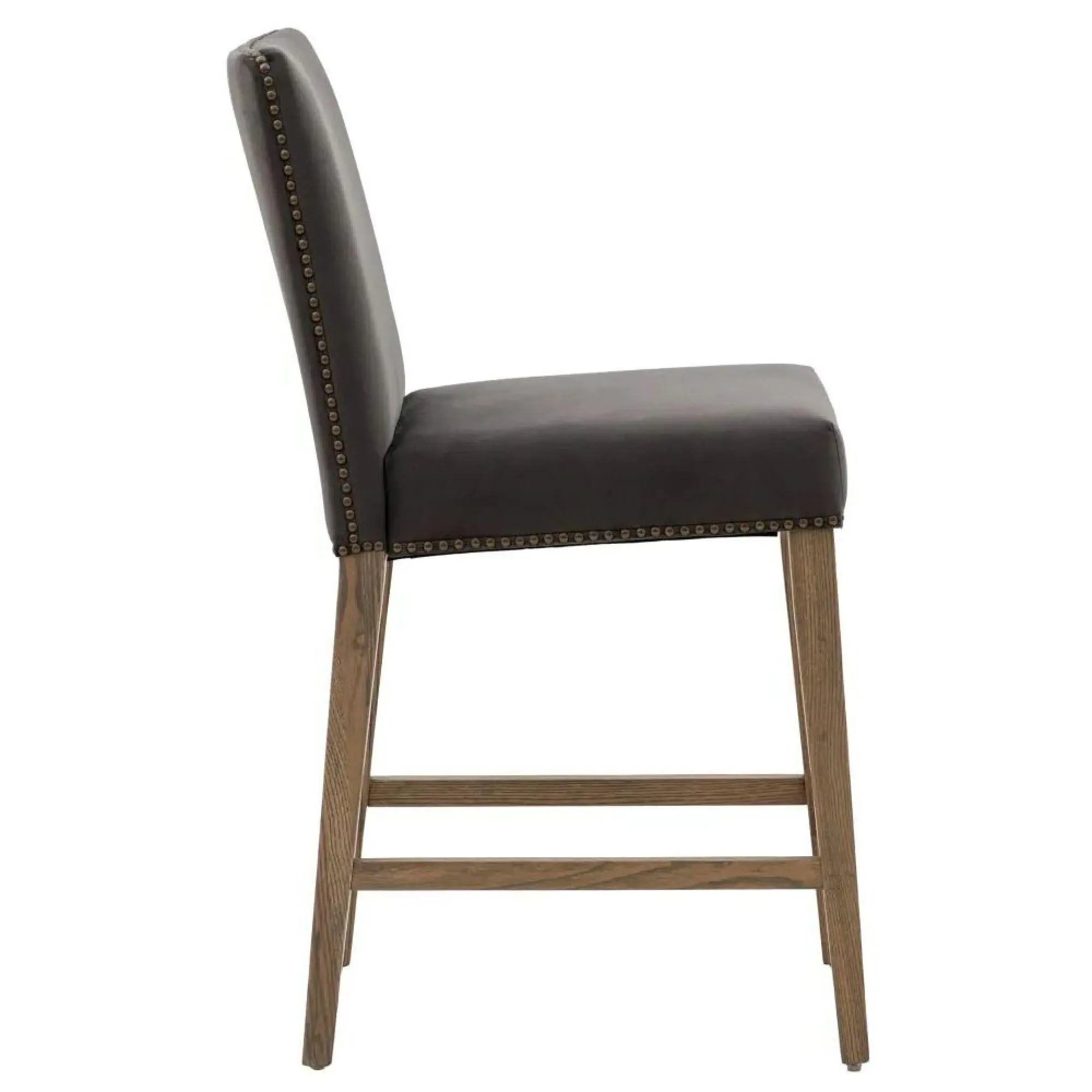 Rex Set of 2 Bar Stools - Mouse, Velvet