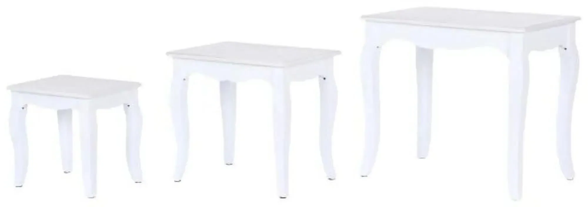 Romantic White Wood Side Table Set of 3 - White