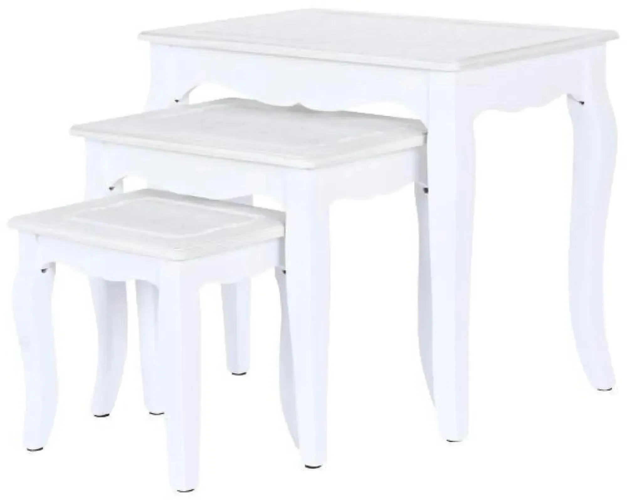 Romantic White Wood Side Table Set of 3 - White