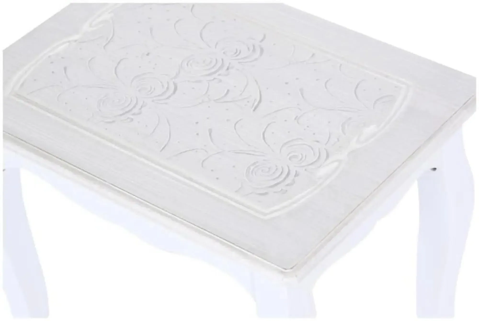 Romantic White Wood Side Table Set of 3 - White
